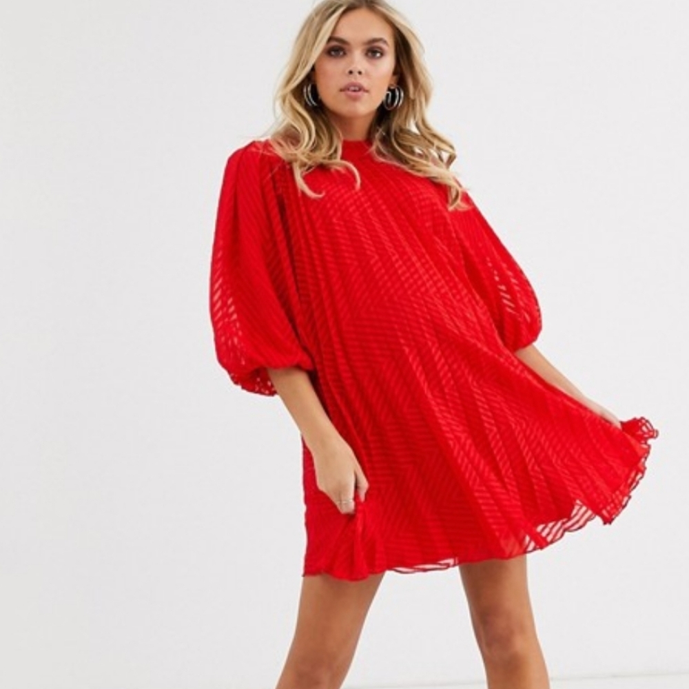 Asos Maternity Trapeze Midi Dress Red